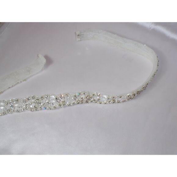 Horsehair bridal belt, rhinestone bridal belt rhinestone beaded bridal belt sash - Picture 5 of 5